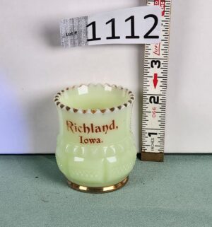 d1112- Richland, Iowa Toothpick Holder Uranium Glass