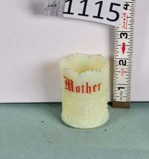 d1115- Mother Toothpick Holder Uranium Glass