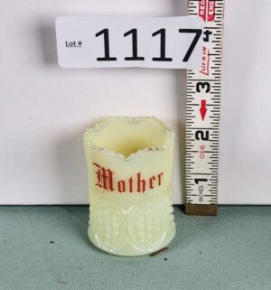 d1117- Mother Toothpick Holder Uranium Glass