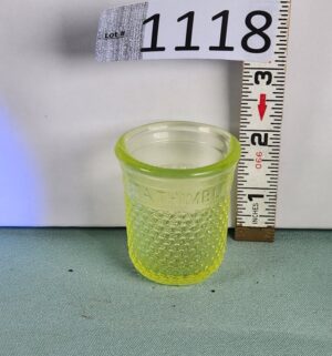 d1118- Just a Thimble Full shot glass. Uranium Glass