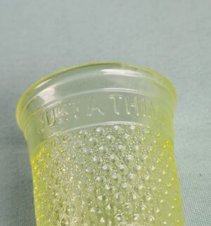 d1118- Just a Thimble Full shot glass. Uranium Glass - Image 3