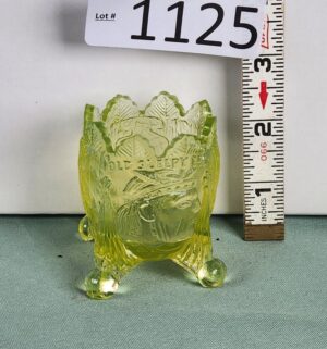 d1125- Uranium Glass Old Sleepy Eye toothpick holder
