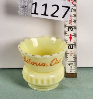 d1127- Uranium Glass Toothpick Holder. Oregon
