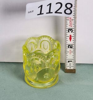 d1128- Uranium Glass Fenton Toothpick Holder