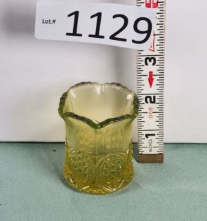 d1129- Vaseline Uranium Glass toothpick holder