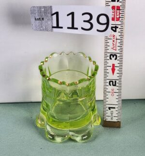d1139- Uranium Glass Toothpick Holder