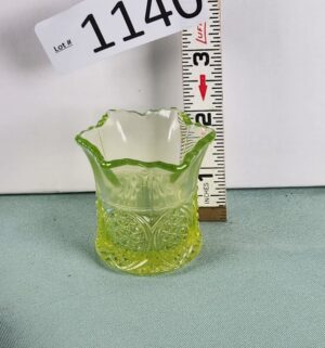 d1140- Antique Uranium Glass Toothpick Holder