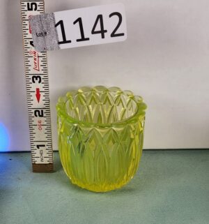 d1142- Antique Uranium Glass Toothpick Holder