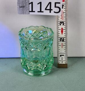 d1145- Antique Imperial Uranium Glass Toothpick Holder