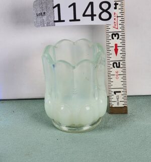 d1148- Degenhart Glass Toothpick Holder. Uranium Glass