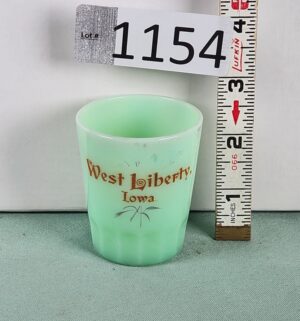 d1154- West Liberty, Iowa. Uranium Glass Toothpick Holder