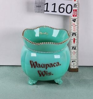 d1160- Waupaca, Wis. Uranium Glass Toothpick Holder