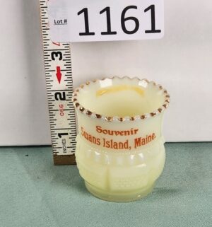d1161- Swans Island, Maine. Uranium Glass Toothpick Holder