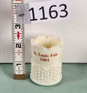 d1163- St. Louis Fair 1904. Uranium Glass toothpick holder