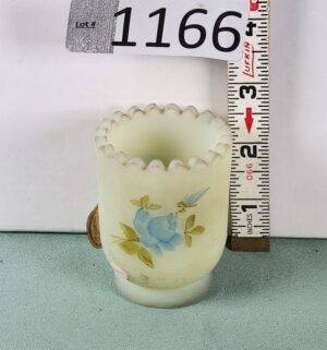d1166- Fenton Uranium Glass Toothpick Holder