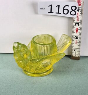 d1168- Uranium Glass bird salt cellar