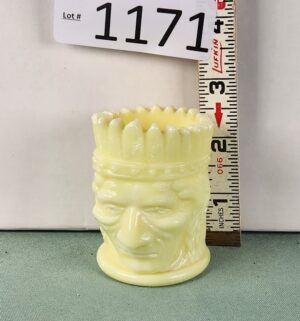 d1171- Uranium Glass Native American Joe St. Clair glass toothpick holder