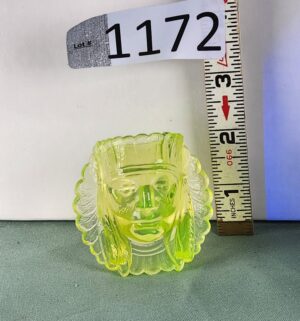 d1172- Uranium Glass Old Sleepy Eye Indian toothpick holder