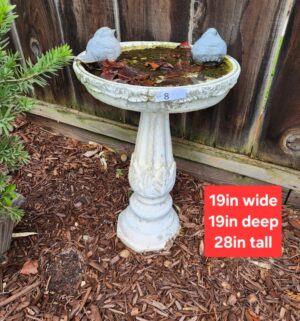 i8- Cement Bird Bath. 2 Pieces