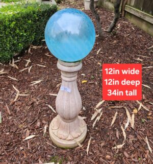 i30- Cement Pillar w/ Glass Globe