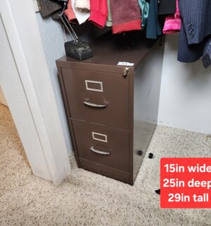 i33- Letter Size File Cabinet. No key