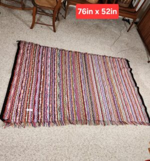 i99- handmade vintage striped crochet rainbow afghan blanket
