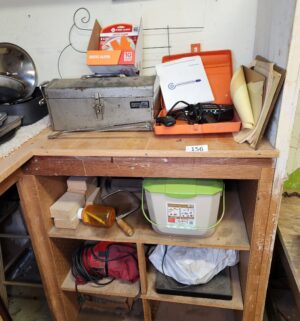 i156- tool box, misc tools in cabinet