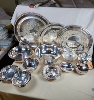 i199- large collection of silver plated dishes