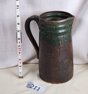 i211- Signed Mid Century Stoneware Pottery Pitcher