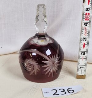 i236- German cranberry crystal bell, likely Lausitzer Glas