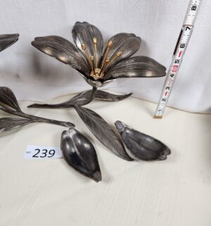 i239- Mid Century S. Agudo mixed metal figural floral ashtrays - Image 3