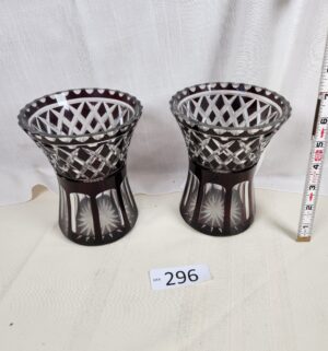 i296- Val Saint Lambert art deco crystal vase Mathe