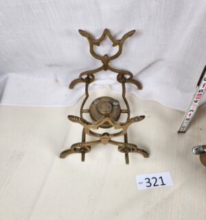 i321- antique Art Nouveau copper and brass spirit kettle on a stand - Image 3