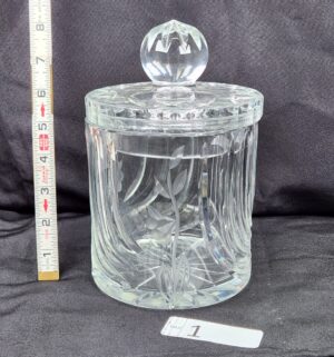 k1- Vintage Crystal Biscuit Jar. Cut & Etched Crystal