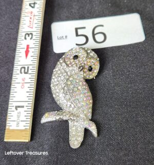k56- Vintage Owl brooch aurora borealis rhinestones
