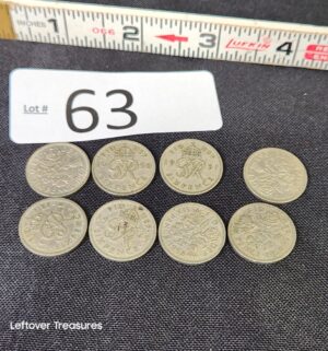k63- vintage Great Britain Sixpence coins