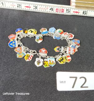 k72- 835/800 Silver Enamel Travel Shield Charm Bracelet Germany Theme