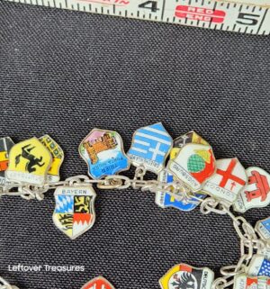 k72- 835/800 Silver Enamel Travel Shield Charm Bracelet Germany Theme - Image 4