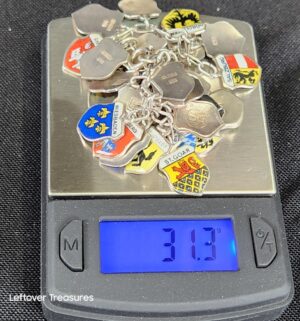 k72- 835/800 Silver Enamel Travel Shield Charm Bracelet Germany Theme - Image 5