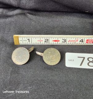 k78- vintage Mexican sterling silver Aztec Sun Calendar cuff links