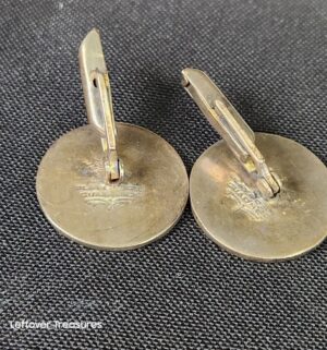 k78- vintage Mexican sterling silver Aztec Sun Calendar cuff links - Image 3