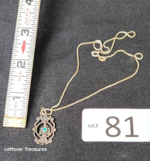 k81- Native American sterling silver and turquoise pendant necklace