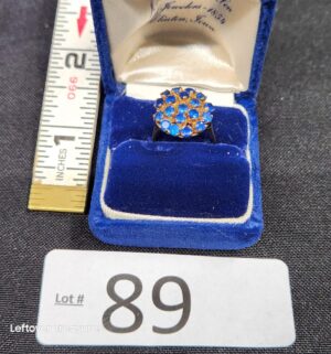 k89- 14k Gold (tested) Blue Rhinestone Ring