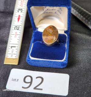 k92- 14k gold (tested) Priday plume agate gemstone Ring