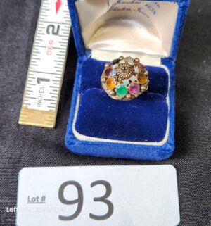 k93- 14k gold (tested) multi-gemstone Thai Princess or Harem ring