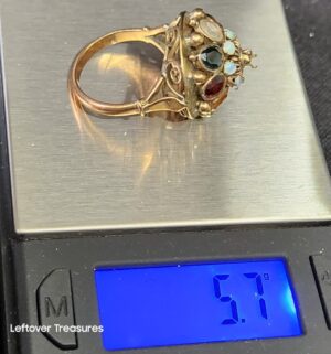 k93- 14k gold (tested) multi-gemstone Thai Princess or Harem ring - Image 5