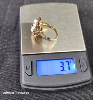 k96- 333 (8k) gold ring (tested) floral cluster cocktail ring - Image 5