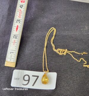 k97- 14k gold (Tested) necklace Likely Citrine gemstone Pendant