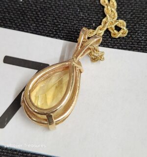k97- 14k gold (Tested) necklace Likely Citrine gemstone Pendant - Image 3