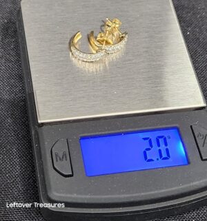 k98- 14k gold geniune pave diamond hoop earrings. Gold/Diamonds tested - Image 5